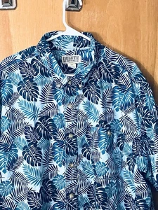 Duluth Trading Co Herren 3XL Blattmuster Hawaiihemd Baumwolle Tasche blau - Bild 1 von 8