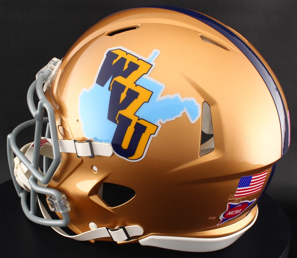 WEST VIRGINIA MOUNTAINEERS WVU Riddell Speed Full Size AUTHENTIC Football Helmet - Image 1 of 4