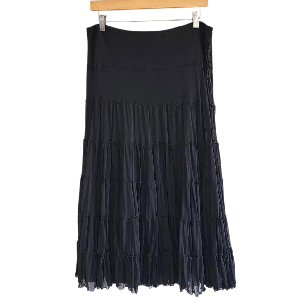 Falda De Colección Max Studio Negra en Niveles Grande Bruja Gótica Fairycore Whimsigoth Y2K Foto 1 de 4
