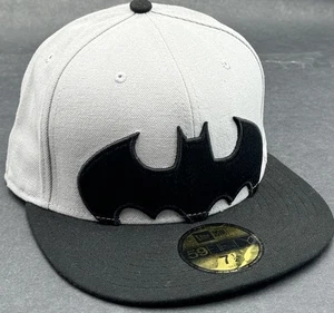 Batman New Era 59Fifty Fitted Hat Size 7-1/2 Grey & Black Large Logo RARE SAMPLE - Picture 1 of 8