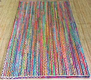 Rug Jute Cotton Reversible Handmade Carpet Unique Home Decor Runner Area Rug - Picture 1 of 6