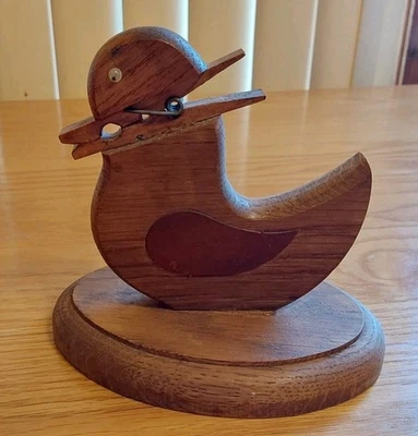 Wooden Clothespin Duck Paper Holder Clips For Recipes Notes Hand Made JA Company - Image 1 of 4