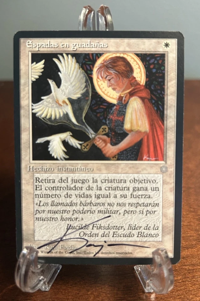 MTG Swords To Plowshares Signed Kaja Foglio Artist Proof Spanish Ice Age AP - Image 1 of 2