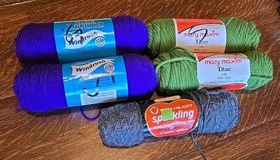 Wintuk Acrylic Yarn Lot 5 Skeins Titan Bulky, Windrush, Sparkling Handknitting - Image 1 of 4