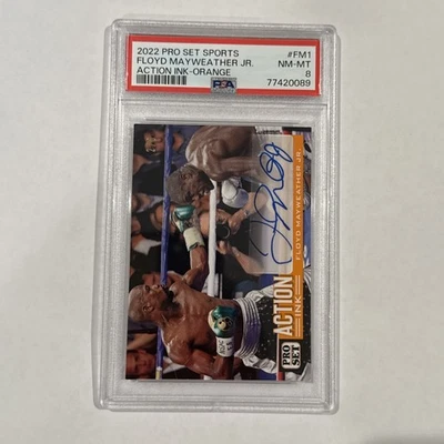 Floyd Mayweather Jr. 2022 Leaf Pro Set Sports Action Ink Autograph Auto PSA 8 - Image 1 of 4
