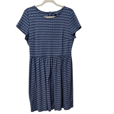 ModCloth blue striped knit Baby doll mini Dress women's size XL - Image 1 of 4
