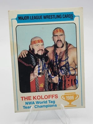 Tarjeta firmada por Ivan con autógrafo de Nikita Koloff 1986 Clavel de lucha libre The Koloff Foto 1 de 2