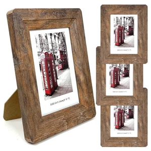 5x7 Picture Frames Set, Set of 4 Wooden Picture Frames Real Tempered Glass an... - Picture 1 of 6