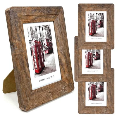 5x7 Picture Frames Set, Set of 4 Wooden Picture Frames Real Tempered Glass an... - Image 1 of 4