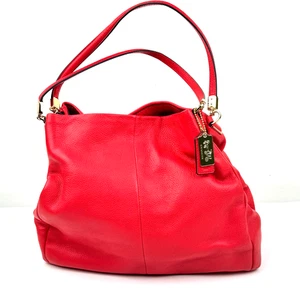 Bolso de hombro grande de cuero Coach Madison Phoebe nuevo sin etiquetas - Nuevo con etiquetas rojo coral vermillion - Imagen 1 de 11