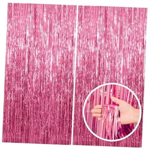 2 Pack Pink Backdrop Party Decorations Tinsel Curtain Party Backdrop Foil - Picture 1 of 8