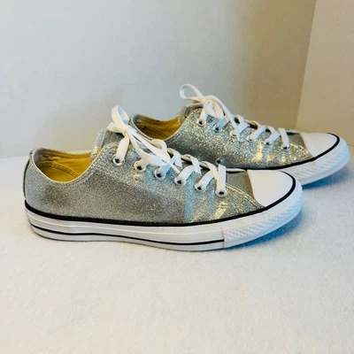 Converse All Star Glitter Silver Sneakers Low Top Women's Size 9.5 EUC - Image 1 of 4
