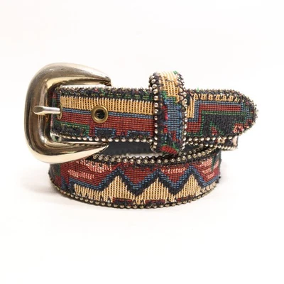 Vintage Tapestry Dress Belt Women M/L Multicolor Southwestern Gold Tone Buckle - Image 1 of 4