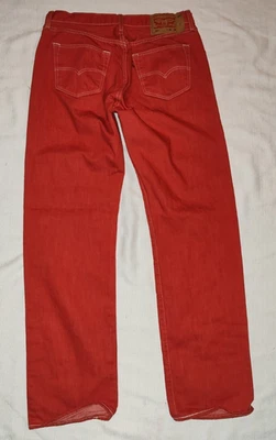 RARE Levis 501 00501-2405 Red Orange 100% Cotton Classic Fit Jeans ACT 33X33 - Image 1 of 4