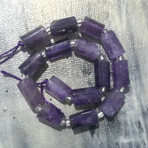Natural Amethyst, Faceted Column, 8-11x6-8x5-7mm, Approx 15pce strand,Free post - Picture 1 of 3