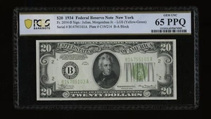 DBR 1934 $20 LGS FRN New York Fr. 2054-Blgs PCGS-B 65 PPQ Serial B14795103A - Picture 1 of 2