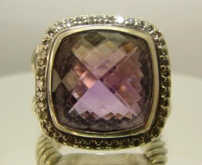 Anillo David Yurman Facetado Amatista y Diamantes Albión Cable Vástago Dividido Talla 7 Foto 1 de 4