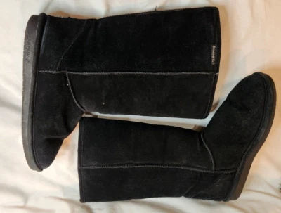 Bearpaw Women’s Size 10 Emma Tall Classic Suede Slip On Fur Lined Boots Black - Image 1 of 4