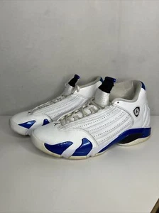 Nike Air Jordan 14 White Hyper Royal Size 12 487471-104 OG XIV Retro White - Picture 1 of 18