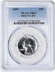 1959 Washington Silver Quarter DDO FS-101 PR67 PCGS - Picture 1 of 2