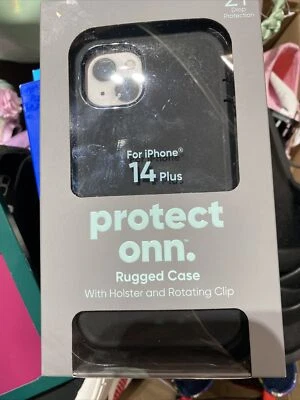 ONN Rugged Phone Case for iPhone 14 Plus 21’ Drop Protection with Holster & Clip - Image 1 of 2