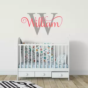 Custom Boys Girls Nursery Wall Sticker Decal Bedroom Name Initial Vinyl Wall Art - Picture 1 of 8