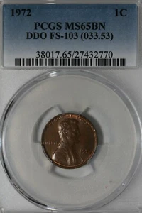 1972 1C PCGS MS 65 BN - DDO FS-103 (033.53) Lincoln Head Cent, One Cent - Picture 1 of 2