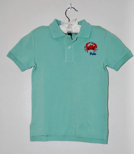 NWT Polo Ralph Lauren Little Boys Light Green SS Crab Logo Polo Shirt sz 4 - Picture 1 of 9