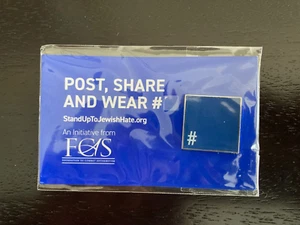 NEW Stand Up to Jewish Hate Hashtag # Blue Square PIN PinBack Lapel Pin NIP - Picture 1 of 2