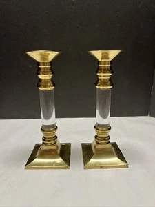 Vintage 8" Messing & Plexiglas Kerzenhalter Regency Glam - Bild 1 von 7