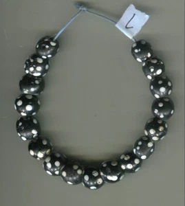 African Trade beads Vintage Antique Venetian glass beads black skunk beads eye - Picture 1 of 2