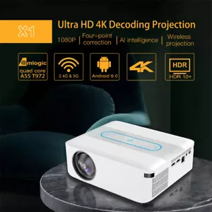 Amlogic 12000 Lumen Android Quad Core 8K 1080 Dual WiFi BT Dolby Smart Projector - Picture 1 of 11
