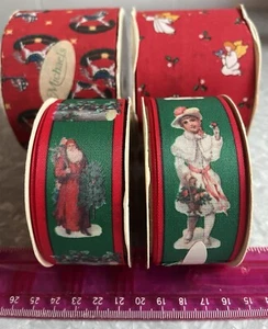 Vintage CHRISTMAS RIBBON (4) New- ROCKING HORSE, ANGELS, CHILD, SANTA From 1980s - Picture 1 of 10