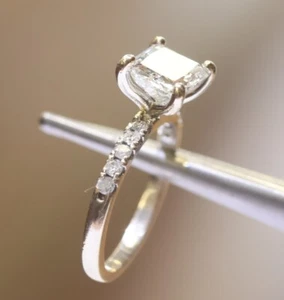 EGL certified 14k white gold 1.96ct Radiant Diamond Engagement Ring 2.6g 5 - Imagen 1 de 7