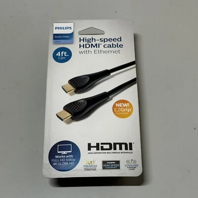 Philips 4' High Speed HDMI Cable with Ethernet EZGrip Black for 4K/1080p New - Image 1 of 3