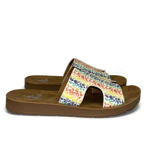 Corkys Bogal USA Regenbogen Leopard Sandalen Damengröße 6 Slipper Schuhe Komfort - Bild 1 von 9