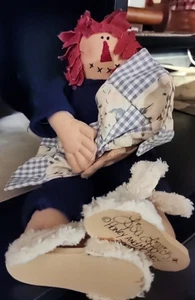 VERY Rare Honey and Me Doll Primitive Country Doll in Pajamas & Slippers *Signed - Picture 1 of 9