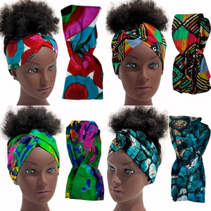 Diadema retorcida tela africana Ankara pañuelo cabeza lazo accesorios para el cabello - Imagen 1 de 61