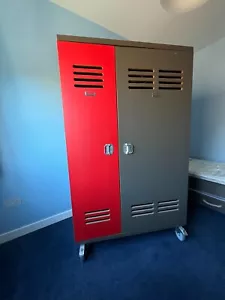 Mathy By Bols Luxury Children Furniture Set 2 Door Grey/Red Wardrobe - Picture 1 of 13