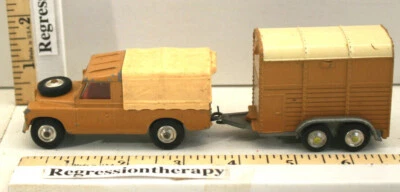 Vintage Corgi Toys Land Rover Truck 109 W.B. w/ Top + Rice Pony Trailer Die Cast - Image 1 of 4