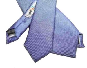 Cravate Couleur Unie Changeante Bleu Jeans en Soie Effet Métal Made IN Italy - Picture 1 of 6