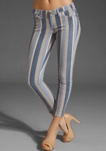 Current/Elliott Blue Striped Printed Cropped Low-rise Ankle Skinny Jeans 26 NWOT - Picture 1 of 7