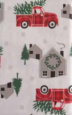 Country Style Christmas Time Vinyl Flannel Back Tablecloth Var Sizes - Image 1 of 4