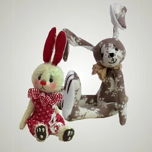 Soft toy rabbit sewing patterns by pcbangles. Choose either one or both to sew - Picture 1 of 6