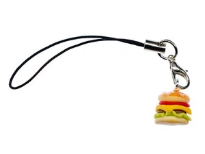Hamburger Ciondolo Cellulare Miniblings Gioiello Cheeseburger 12mm - Zdjęcie 1 z 4