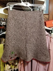 milk tweed tulip skirt embroidered ladybugs kawaii otome - Picture 1 of 4