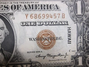 1935A $1 Hawaii WWII Emergency Issue Silver Certificate #Y68699457B - Picture 1 of 11