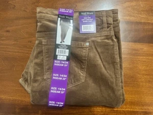 Well Worn Women's Pants High Rise Soft Corduroy Skinny Tan Size 14/34 - Picture 1 of 2