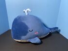 Daiso Whale Plush Blue Stuffed Animal 17"L Cooling Toy Pillow Water Spout Lovey