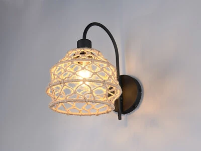 Ausgefallene gemütliche Wandleuchte mit Lampenschirm aus Naturmaterialien Beige - Bild 1 von 4